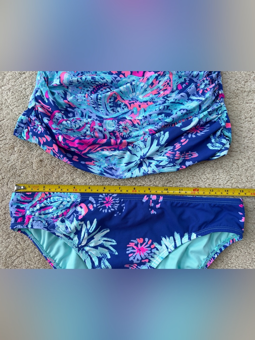 Lilly Pulitzer Top Size 4 Bottom Size 6 Twilight Blue Tankini Two Piece Swimsuit - Picture 9 of 9